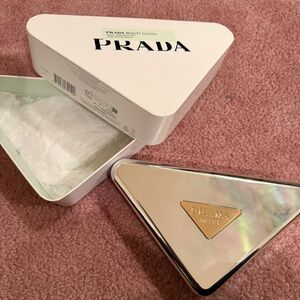 Prada Silver Triangular Clutch